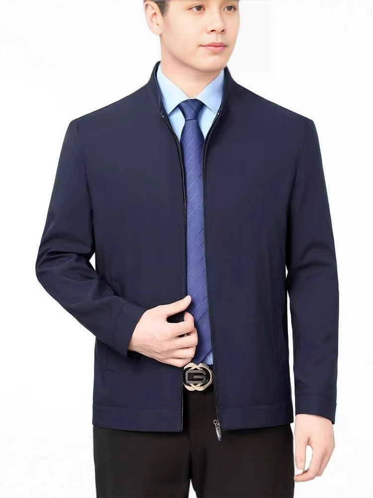 Spring and Autumn New Jacket Men's Coat Autumn Middle-aged Men's Clothing Dad Business Spring and Autumn Middle-aged Collar Top Leader