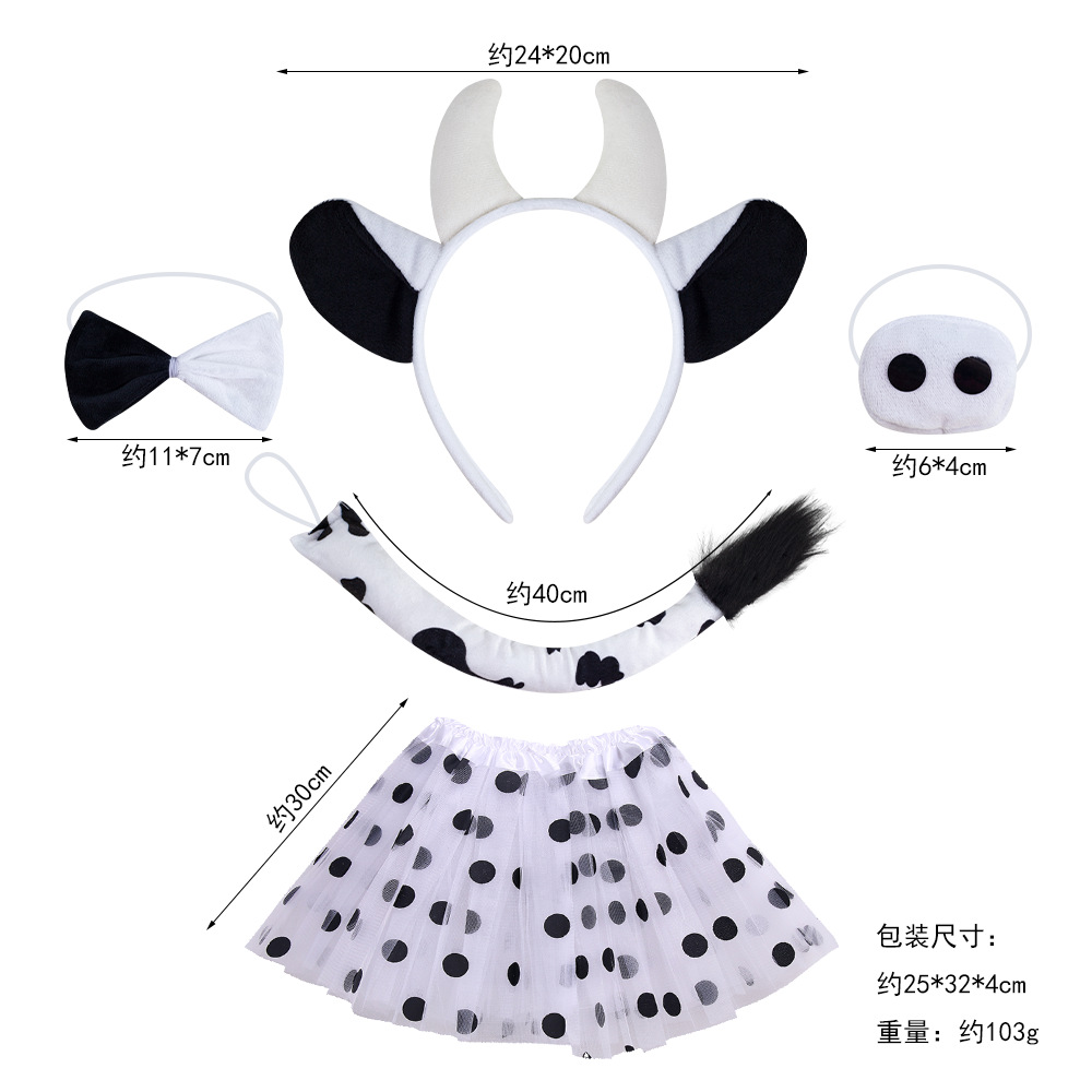 Suministro transfronterizo Wansheng animal tocado orejas de vaca lindo peluche vaca diadema partido bola diadema pelo Cueva