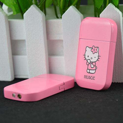 Pink Cute Cartoon KT Cat Lighter Metal Windproof Red Hot Ultra-Slim Electronic Inflate Women's Exclusive Lighter