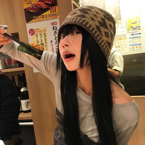 New Autumn/Winter Knit Hat Korean Style Checkered Large Brim Woolen Hat for Women - Advanced Versatile Warm Stylish Universal