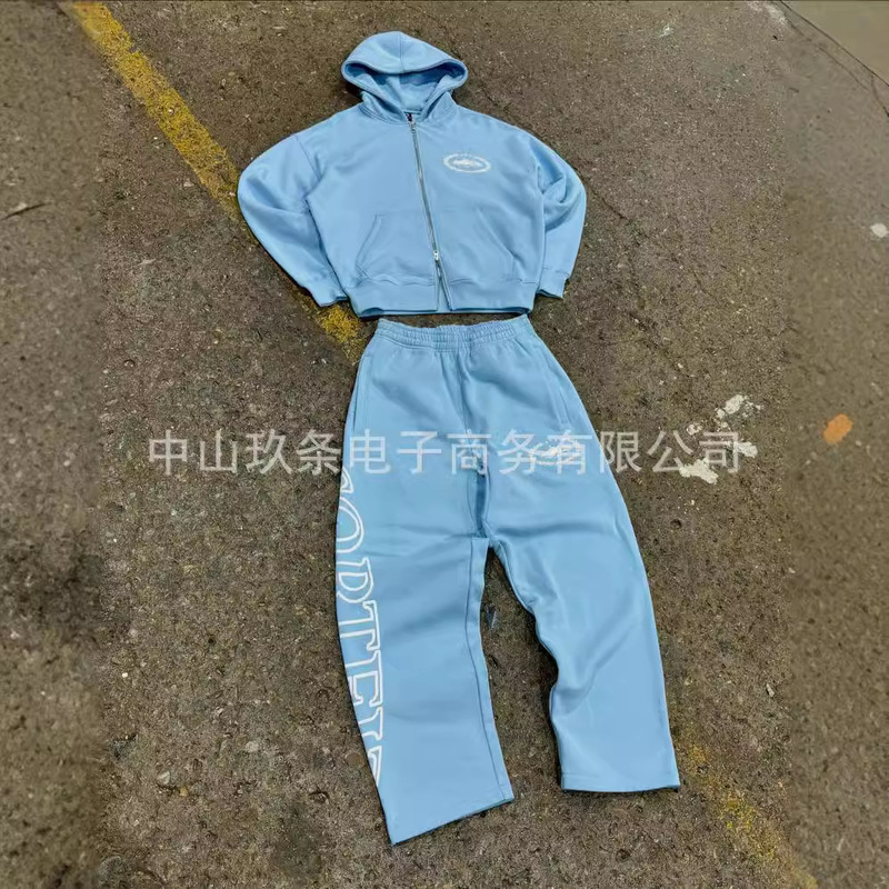 Cross-border corteiz Alcatraz New American-style Street Ins Hooded Sweatshirt Zipper Jacket Loose Sweatpants suit