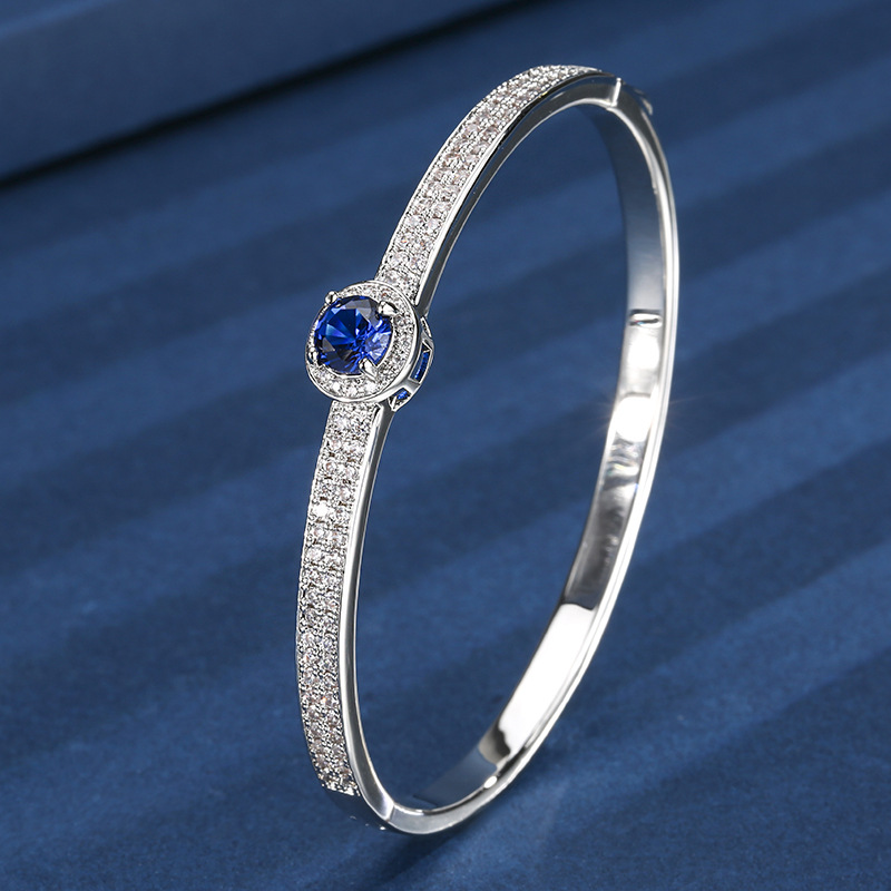 Pulsera de cristal puntiagudo azul platino