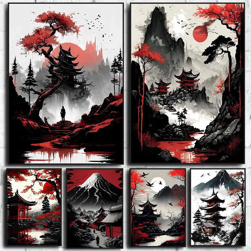 Cross-border Canvas Frameless Painting Landscape Living Room Decorative Painting Chinese Style Restaurant Background Wall Spray Painting Core