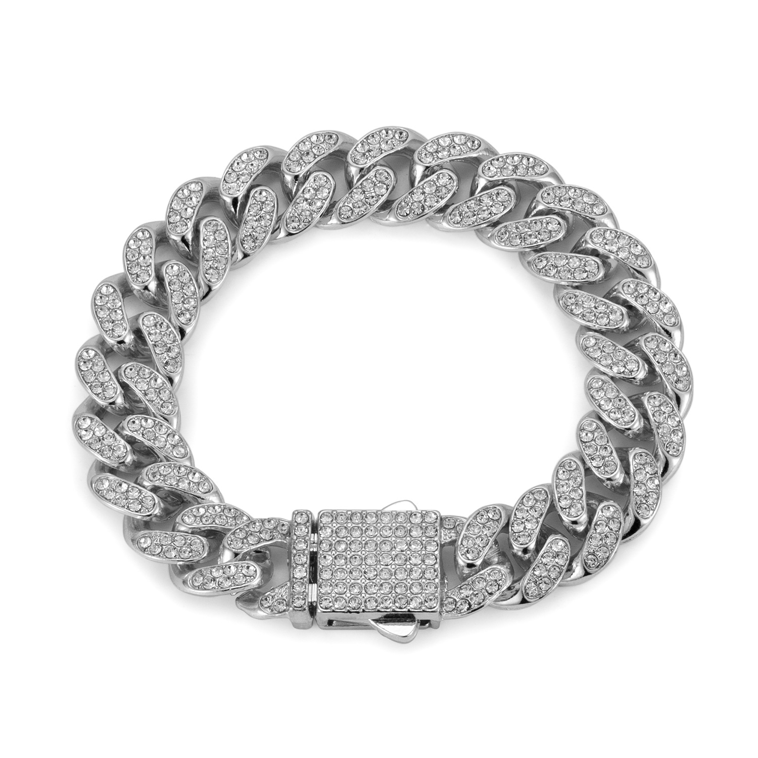 Bracciale a catena cubana con diamanti per uomo e donna_voghion.com