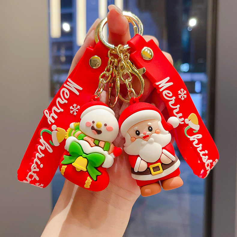 国境を越えたサンタクロースのキーホルダークリスマスペンダントクリスマスツリートナカイ人形バッグキーホルダープレゼント卸売り|undefined