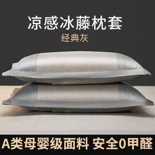 Summer Class a Ice Vine Pillowcase Thickened Oil-Proof Sweat Ice Silk Pillowcase Pair 48*74cm Pillowcase