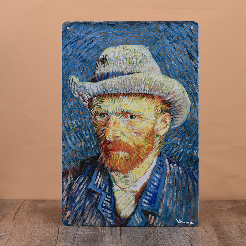 Pintura de hojalata pastoral Flor antigua retro Arte de hierro Pintura colgante pequeña Jardín al aire libre Balcón Decoración de pared Colgante transfronterizo