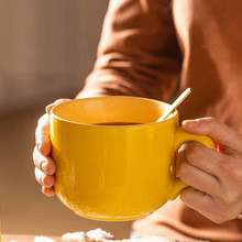 北欧纯色马克杯创意家用早餐杯燕麦杯高颜值咖啡杯陶瓷大容量水杯