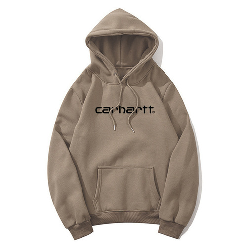 Classic Carhartt Letter-Print Unisex Loose-Fit Fleece-Hooded Sweatshirt with Cap