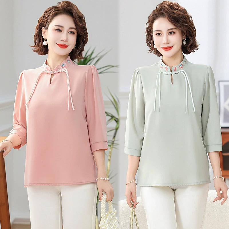 2024 новая футболка с рукавом три четверти для будущих мам, топы для женщин среднего возраста, летние рубашки в стиле для женщин среднего возраста оптом