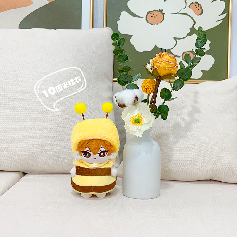 Abeja Linda ropa de muñeca de algodón pequeño sombrero de abeja estilo animal desgaste a juego ropa de muñeca accesorios de felpa ropa