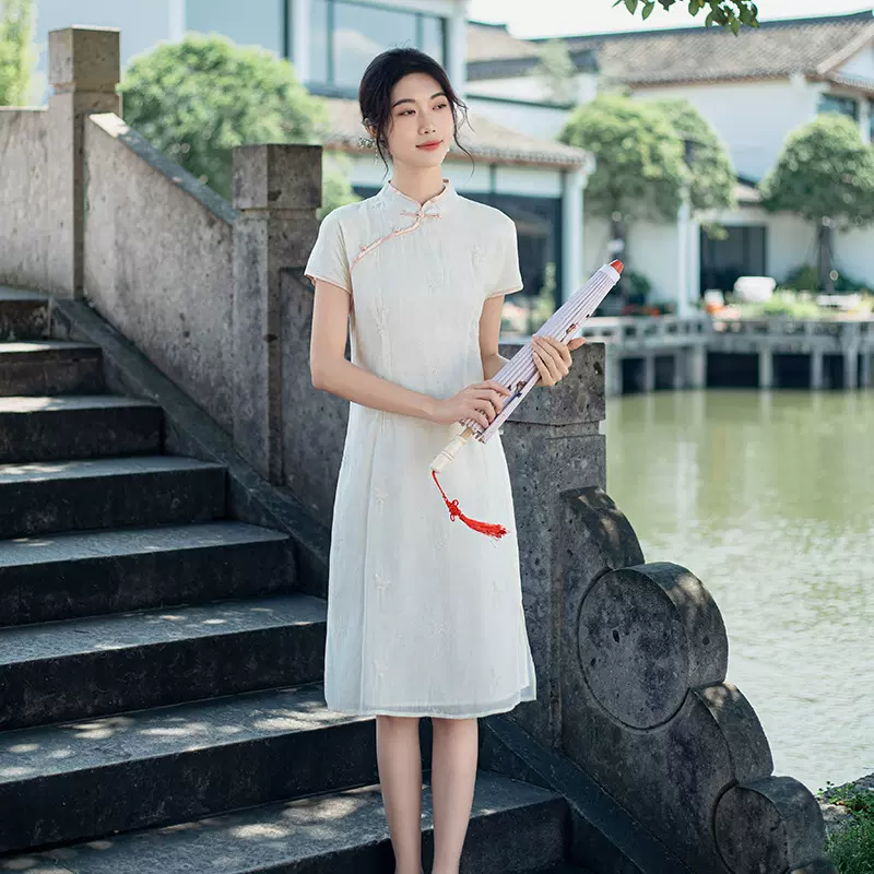 清新文艺新中式日常改良旗袍小个子复古民国风优雅气质连衣裙女夏