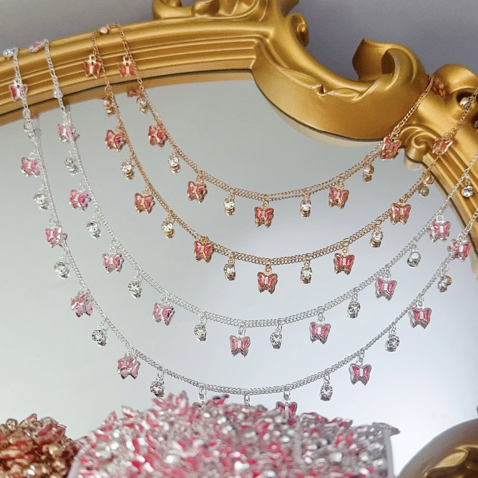 Медная цепь ручной работы, фуксия ожерелье, своими руками, стиль лолита