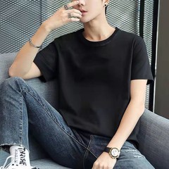 Summer Men's 180g Milk Silk Short Sleeve T-Shirt for Men Loose Plain Color Base Shirt Trend Brand T-Shirt White Clothing