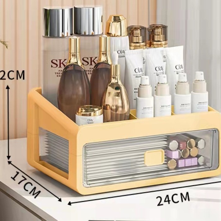 Caja de almacenamiento de cosméticos cajón transparente estante de almacenamiento de escritorio tocador caja de cosméticos estante de cuidado de la piel