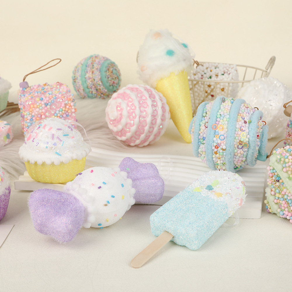 espuma de macaron helado caramelo decoración transfronteriza árbol de Navidad caliente decoración de imitación tarta de hielo colgante