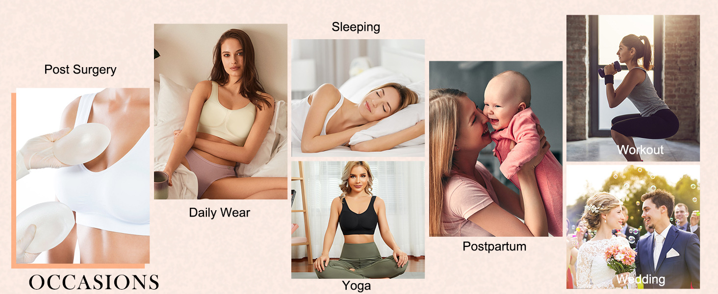 CYDREAM women wireless post surgery compression everyday bra padded adjustable smooth back bra -7