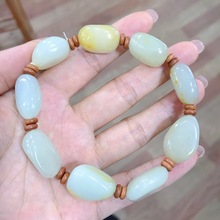 新疆和田玉原石小籽料手链女洒金皮籽料黑皮手串男直播货源批发