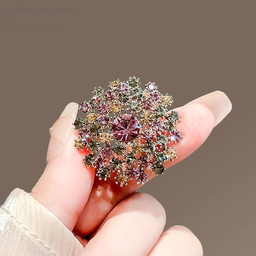 Spilla vintage con motivo a dente di leone colorato e diamanti, nuova ed elegante, lussuosa, accessorio per cappotto da donna_voghion.com