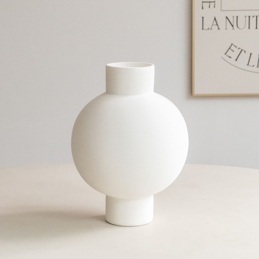 Florero de cerámica a rayas blancas, decoración, arreglo floral seco para sala de estar, decoración de mesa de entrada para el hogar creativo