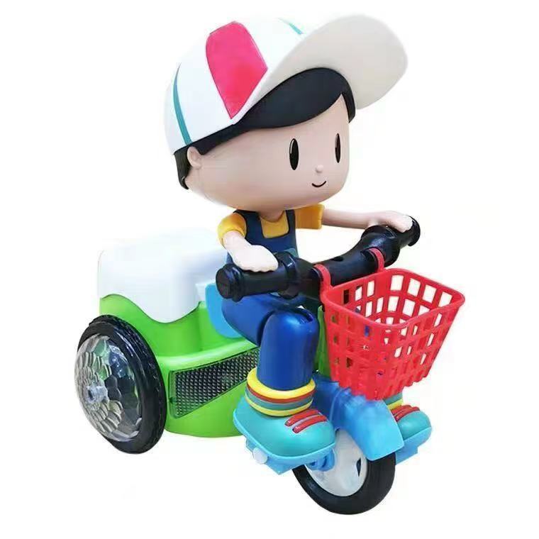 Triciclo Eléctrico de Acrobacias 1-3 Años de Plástico con Luz LED Giratorio para Niños