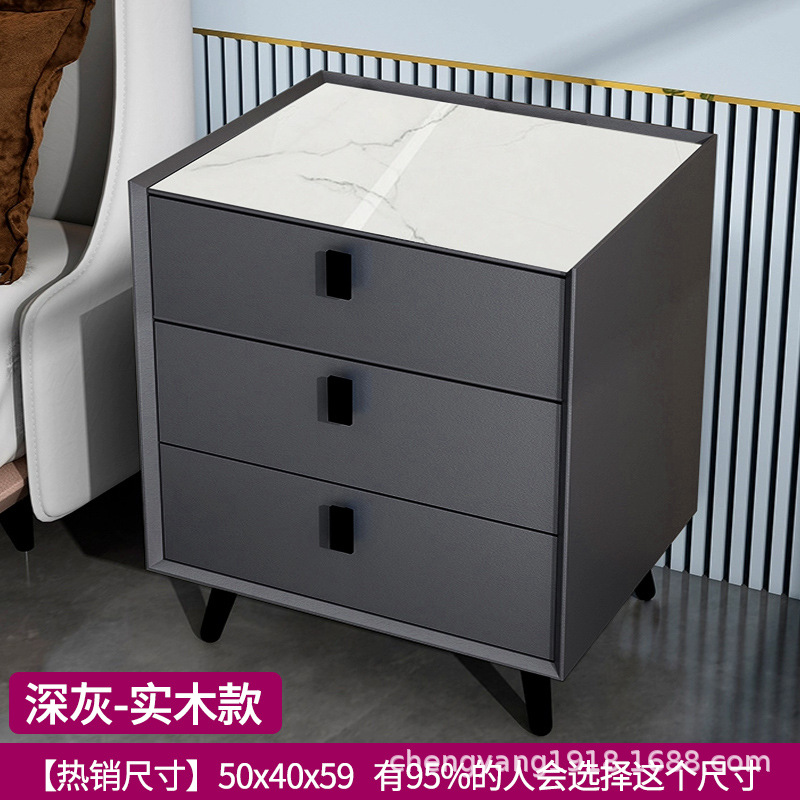 Mesita de noche madera maciza Placa de roca simple moderno Internet celebridad dormitorio mesita de noche protección del medio ambiente todo partido gabinete de almacenamiento mesita de noche