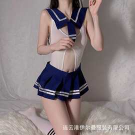 情趣内衣加大码胖MM学生制服开裆连体衣学院套装激情衣服代发