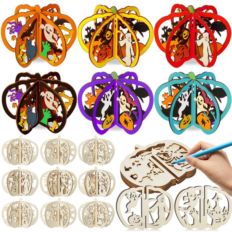 Amazon Hollow Halloween Pumpkin DIY Wood Slice Crafts Creative Graffiti Hand-Painted Home Decoration Ornaments Amazon Hollow Halloween Pumpkin DIY Wood Slice Crafts Creative Graffiti Hand-Painted Home Decoration Ornaments