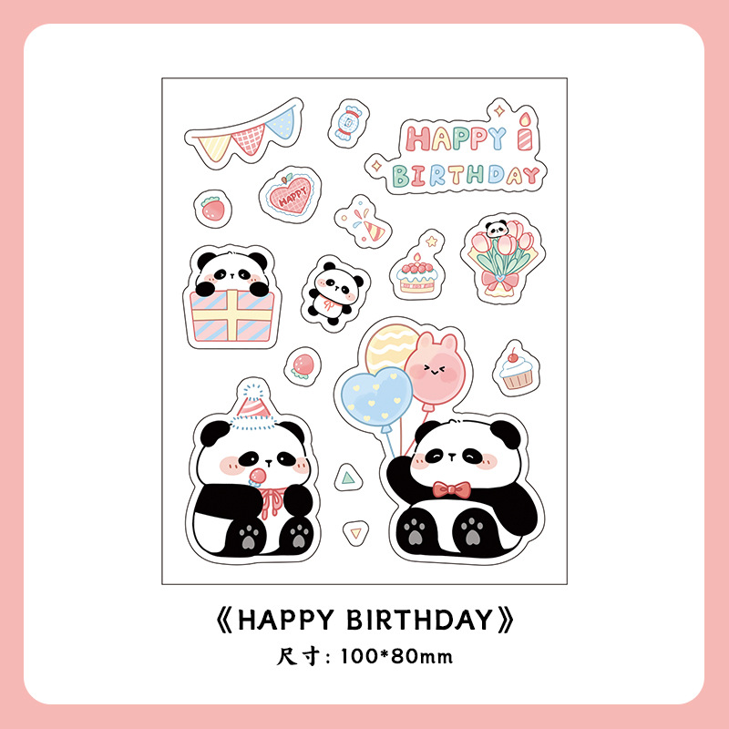 Cute dibujos animados de dibujos animados de panda pegatinas PET divertidas pegatinas autoadhesivas pegatinas de libro de mano pegatinas de panda impermeables