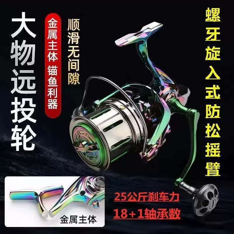 新款大轴承远投线轮缠线轮 金属锚鱼轮鱼线轮19轴远投轮渔轮批发