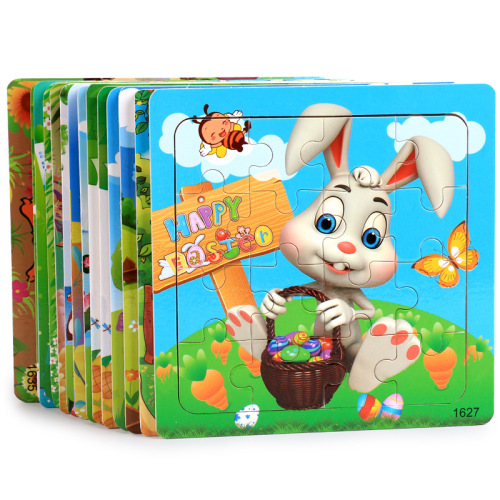 Wooden 16-piece Cartoon Cognitive Puzzle Toddler Baby Early Education Puzzle Puzzle Source Street Stall Hot Selling