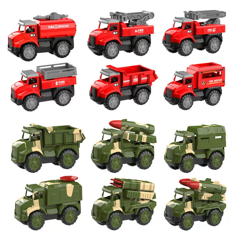 Детская реалистичная коробка-сюрприз, металлическая инерционная toy car, набор, лестница, модель автомобиля, детская одежда, пожарная машина