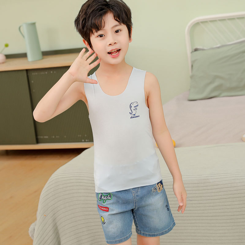 Chaleco de los niños sin costuras de seda de hielo verano de los hombres ropa interior delgada medio y grande