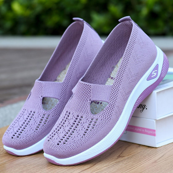 Summer Women's Shoes, Old Beijing Cloth Shoes, Non-Slip, Hollow, Breathable, Lightweight and Comfortable, Middle-Aged and Elderly Mothers' Shoes, Drop Shipping