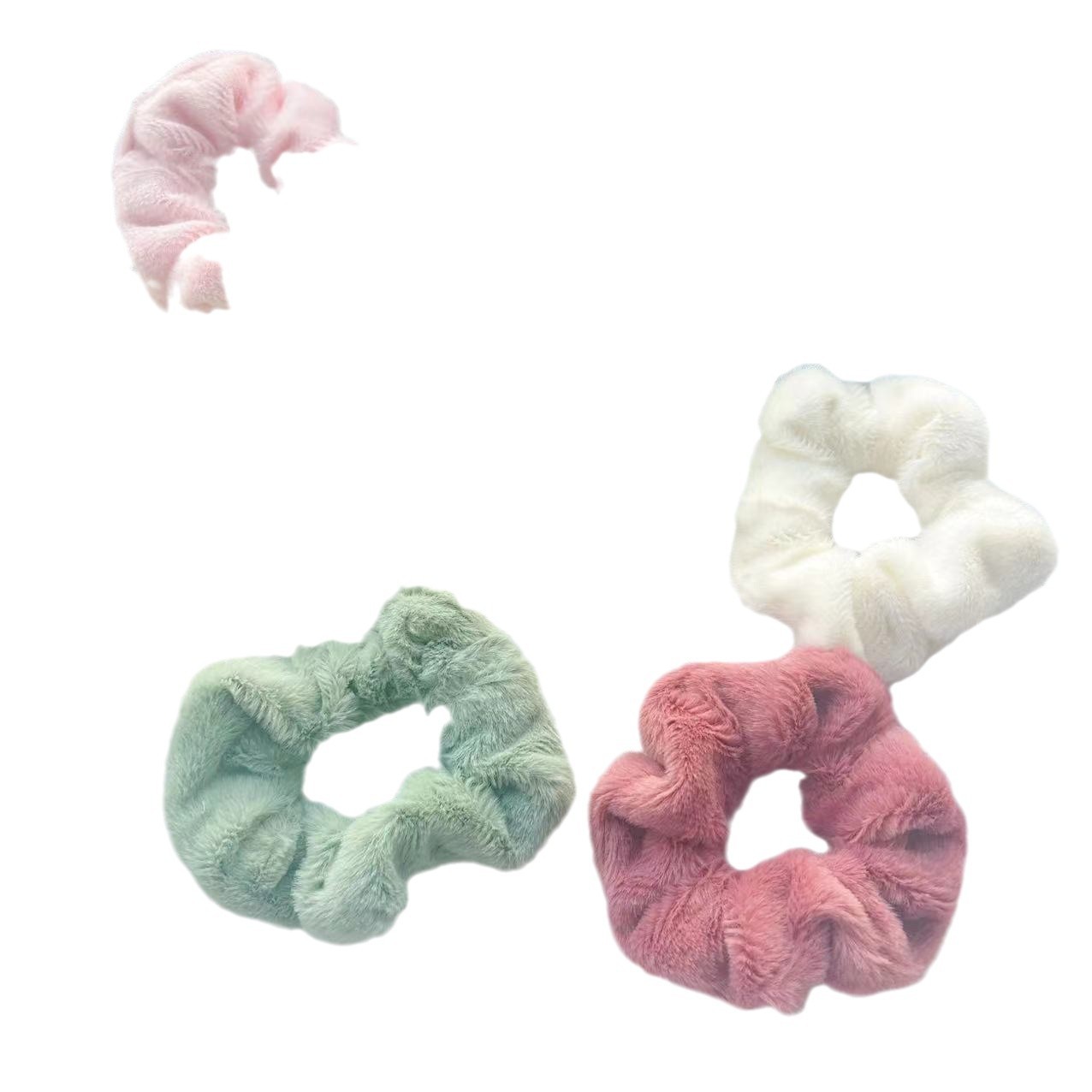 Otoño y invierno simple de color sólido de peluche collar de intestino elástico cabello de la cabeza de la niña detrás del anillo de cabello de la cabeza