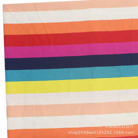 100D四面弹印花七彩条纹条子雪纺印花布春夏女装连衣裙衬衫面料