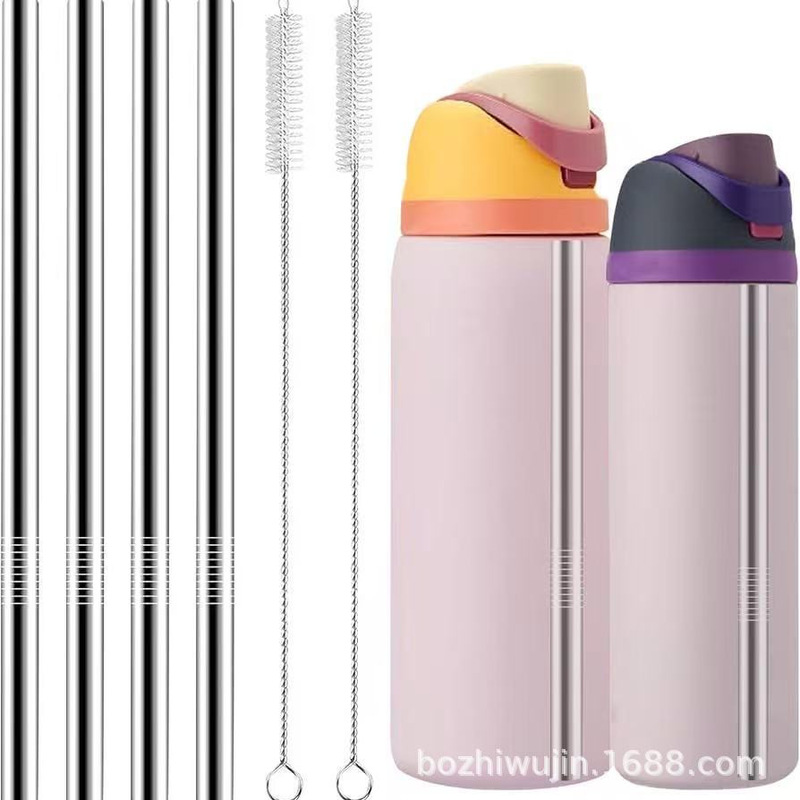 Ovara Water Bottle Metal Replacement Straw 24oz 32oz with 2 Cleaning Brushes Reusable Ovara Water Bottle Metal Replacement Straw 24oz 32oz with 2 Cleaning Brushes Reusable