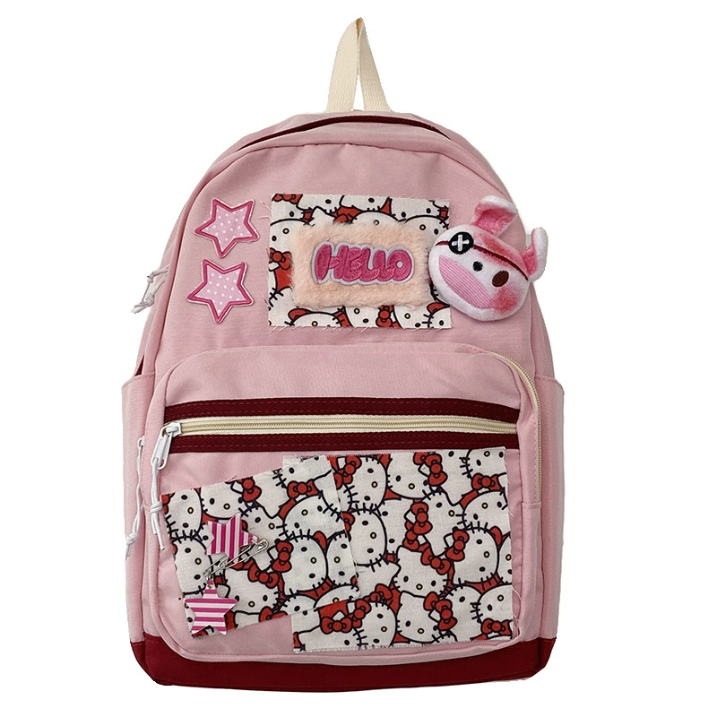 Рюкзак Hello Kitty розовый мультяшный школьный рюкзак, легкая сумка через плечо для учёбы, 15×6×20 см