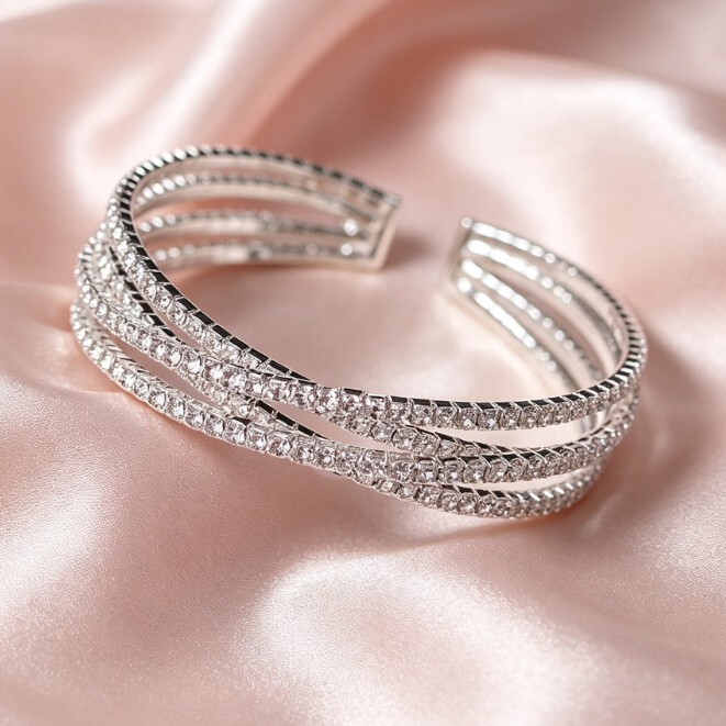 Foreign Trade New Simple Diamond Opening Light Luxury Bracelet High Sense Creative Personality Cross Bracelet Foreign Trade New Simple Diamond Opening Light Luxury Bracelet High Sense Creative Personality Cross Bracelet