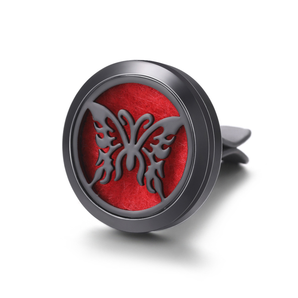 pistola de acero inoxidable negro hueco coche ventilación abrazadera de automóvil perfume árbol de vida automóvil perfume caja de difusión de perfume