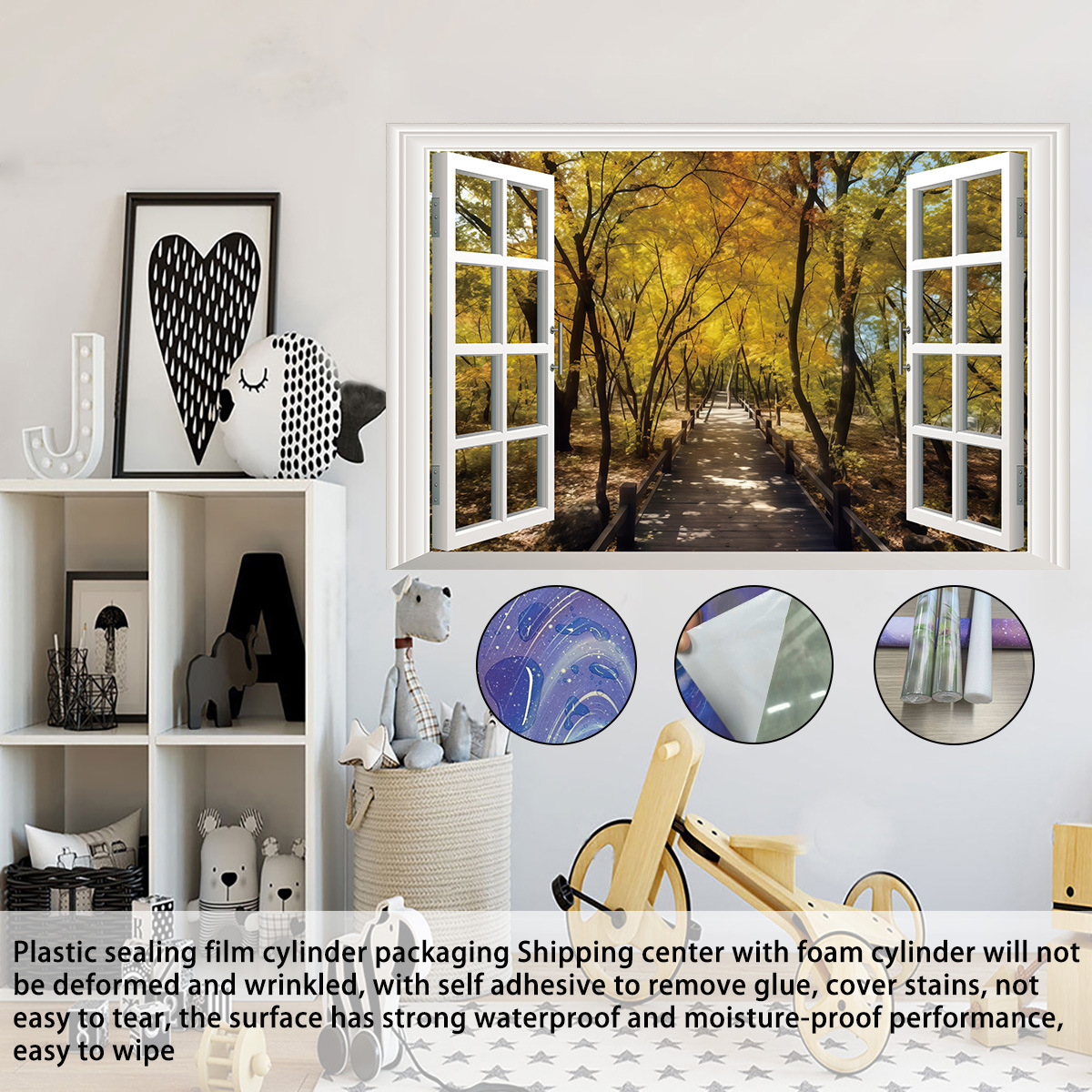 Decorazioni per la casa transfrontaliere Simulazione di sentieri nel bosco Rinnovo di pareti Finestra stereoscopica 3D Pittura di paesaggi_voghion.com