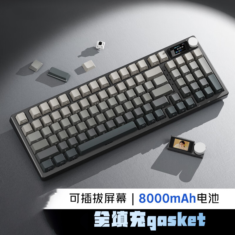 Teclado mecánico de tres modos RK99Pro Gasket personalizado en caliente enchufe lateral grabado pantalla de color TFT98