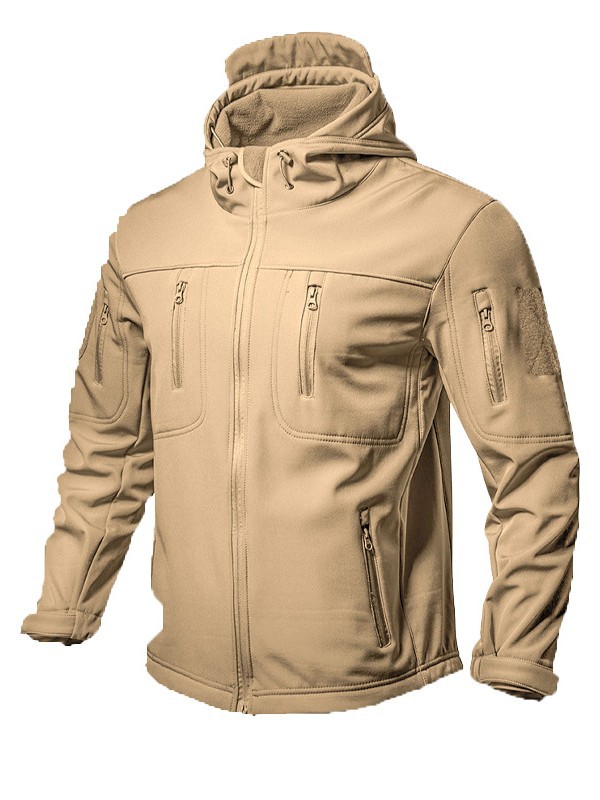 Táctica de invierno abrigo de cáscara suave al aire libre impermeable a prueba de viento con terciopelo calentador traje de montaña