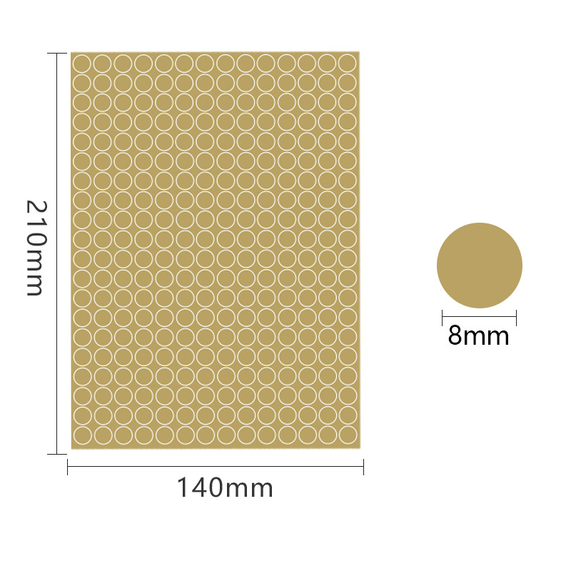 A5 adhesivo adhesivo 8mm cartón de cobre de color punto punto de etiqueta de marca de clasificación de punto de onda de mes pegatinas redondas escritas a mano