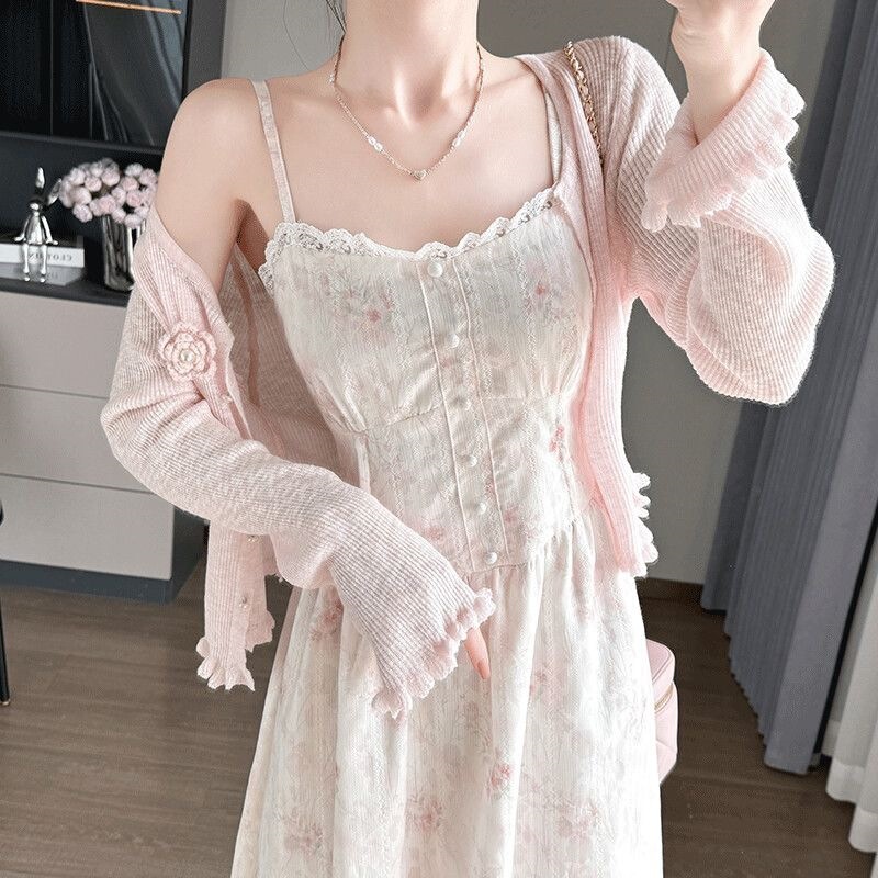 Gentle Floral Dress, New 2026 Style, Waist-Cinching Fairy-Like Fresh Lace Mid-Length Sweet Fairy Dress Gentle Floral Dress, New 2026 Style, Waist-Cinching Fairy-Like Fresh Lace Mid-Length Sweet Fairy Dress