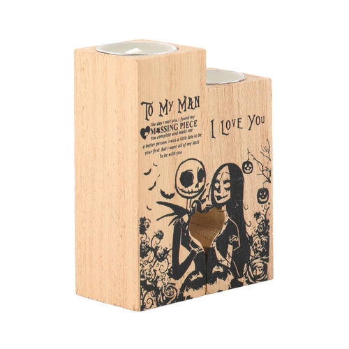 Wooden heart-shaped candle holder Valentine's Day gift wooden heart-shaped candle holder romantic atmosphere holiday pattern candle holder