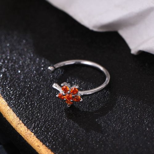 Cross-border foreign trade European and American personalized piercing jewelry diamond-encrusted plum blossom fake nose ring fake nose nails copper silver-plated Hao stone nose jewelry