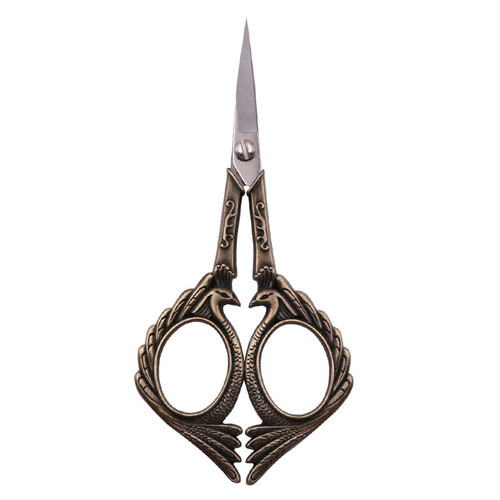 Phoenix scissors stainless steel retro beauty scissors carved pointed scissors hairdressing scissors nose hair scissors tool scissors