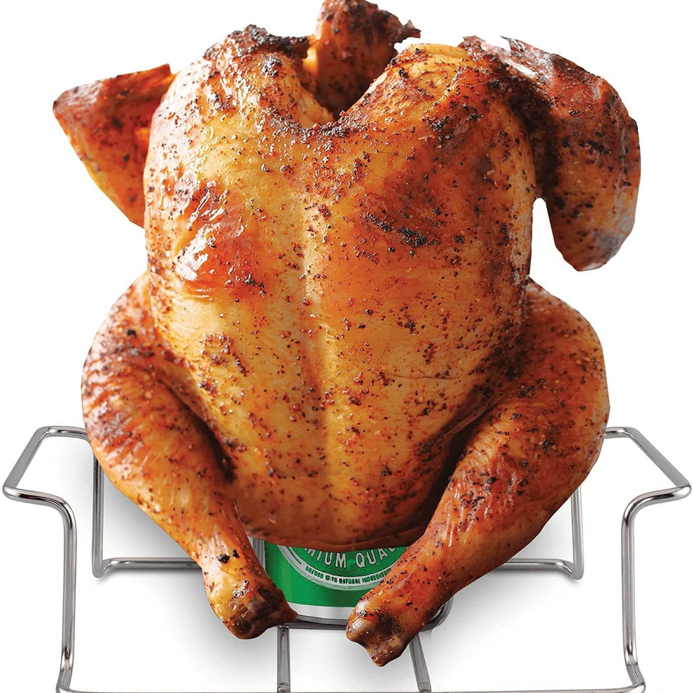 Estante de pollo asado plegable de acero inoxidable estante de la cerveza pollo asado lata de cerveza plegable estante de pollo asado botella de pollo asado suministro directo transfronterizo