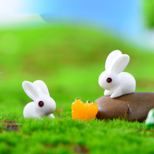 創意新款小兔子 苔蘚微景觀飾品 紅白兔 樹脂公仔 DIY組裝擺件